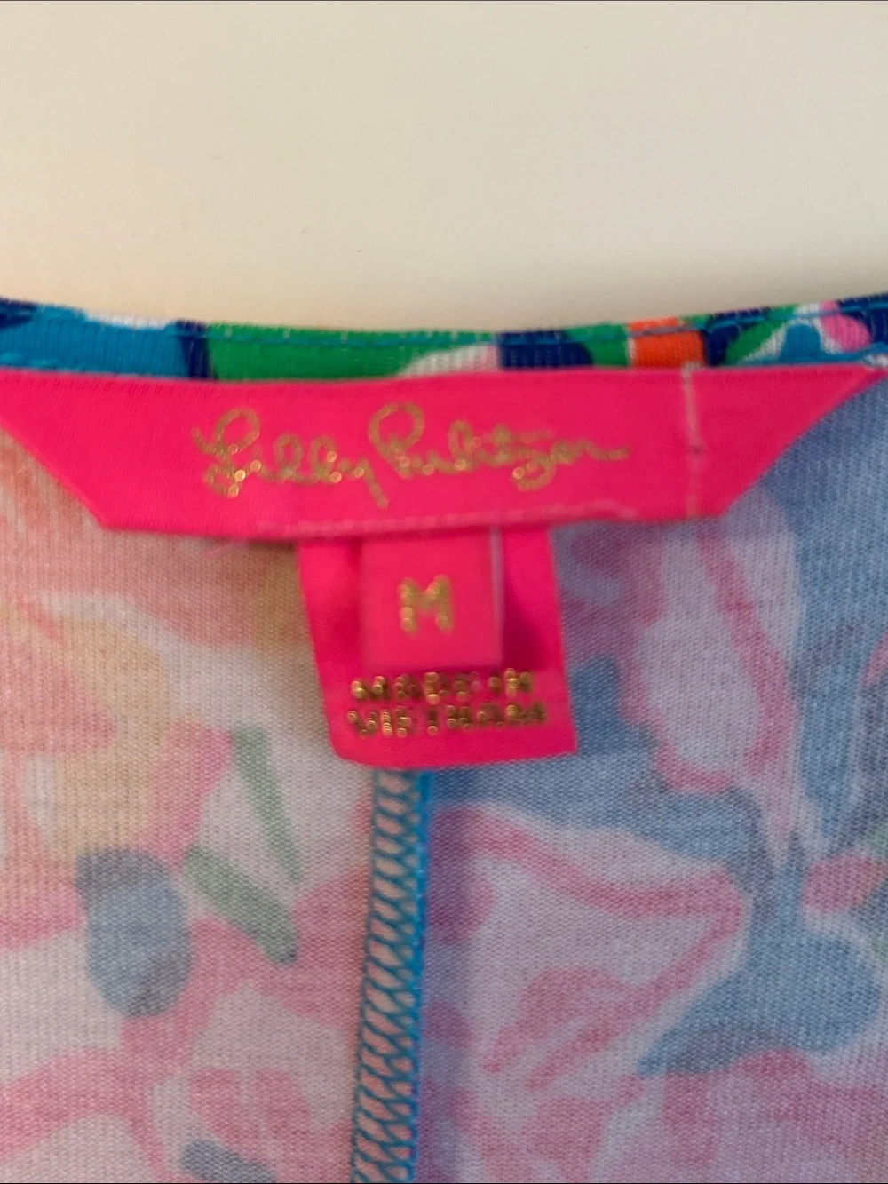 Lilly Pulitzer Peggy Pink Rose and Teal Floral Long Sleeve Romper Sz M - Picture 8 of 9